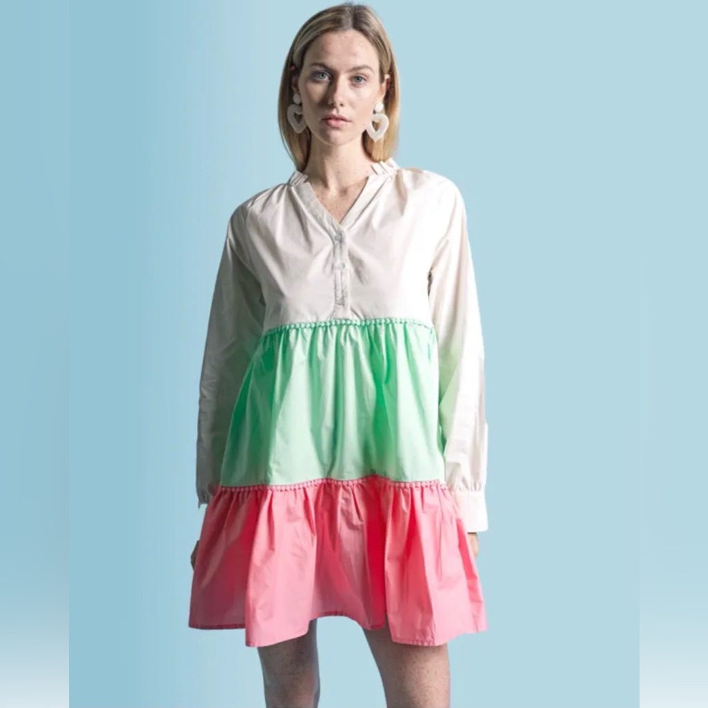 The Shirt By Rochelle Behrens Dress Womens Small Candice Dress Multi Colorblock